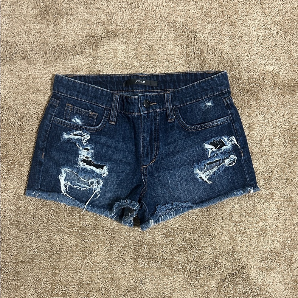 Joe's Jeans Dark Blue Distressed Jean Shorts